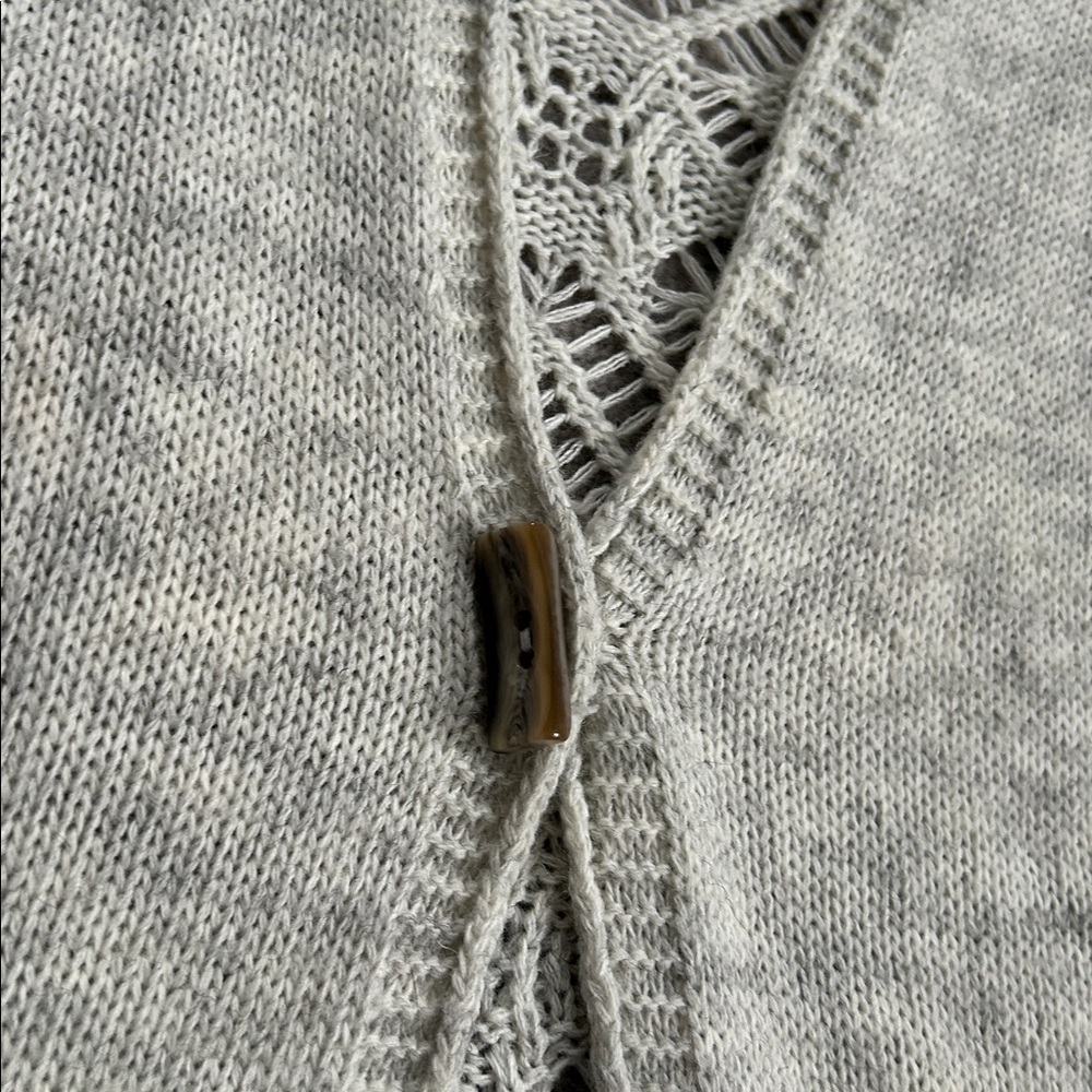 Bianca B Tan Italian  Knit Cardigan with Lace Back Detail - Picture 3 of 9